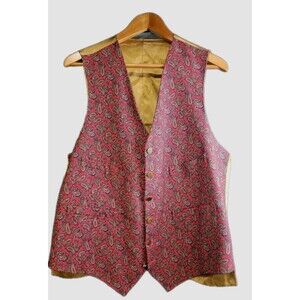 Vintage John Brocklehurst Paisley Waistcoat Viyella Wool Vest Mens L 42